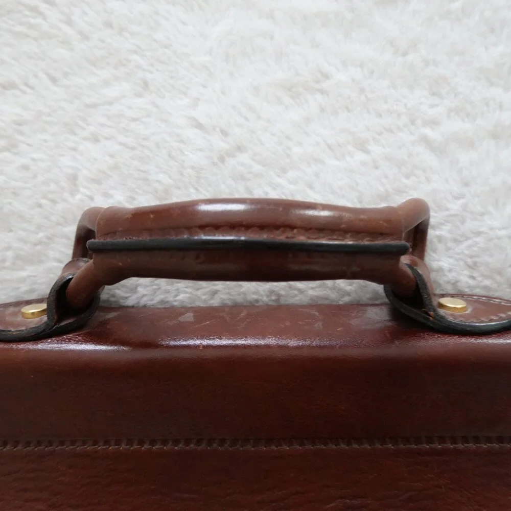 Barantani Brown Leather Attache Briefcase Bag